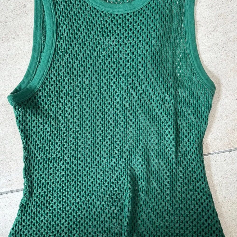 New Ulla Johnson Forest Green Mesh Tank -Size S